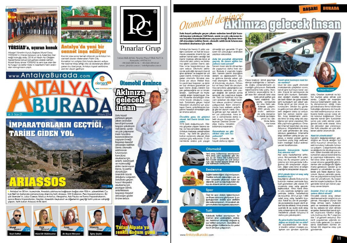 Veli Demir AntalyaBurada Dergisi'nde